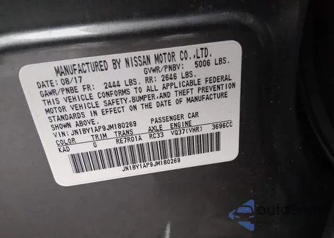 2018 Infiniti Q70 3.7 Luxe из США, поврежденный, VIN JN1BY1AP9JM180269